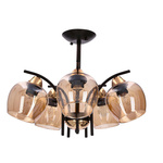 MERRA lampa wiszaca czarny 5x40W E27 klosz bursztynowy 35-35325