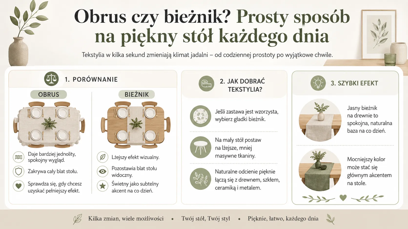 Obrus czy bieżnik? Prosty sposób na piękny stół każdego dnia