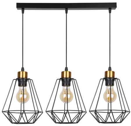 Lampa wisząca listwa czarno-złota 3 Primo 33-00231