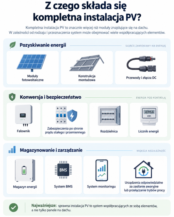 Z czego składa się kompletna instalacja PV?