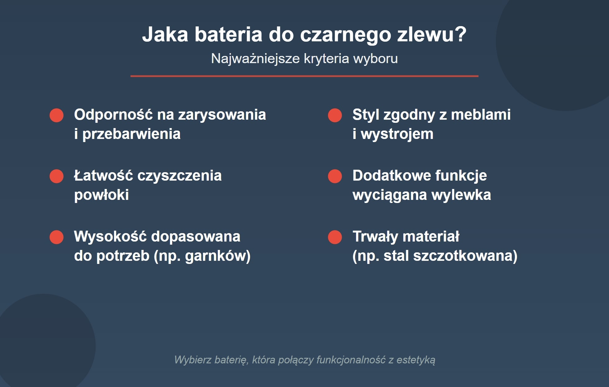 Jaka bateria do czarnego zlewu? Najważniejsze kryteria wyboru