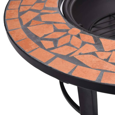 vidaXL Palenisko z mozaiką, terakota, 68 cm, ceramika