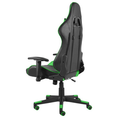vidaXL Obrotowy fotel gamingowy, zielony, PVC