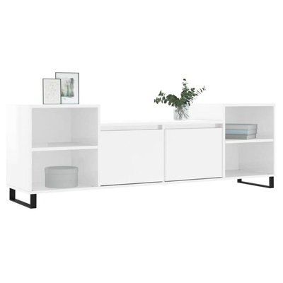 vidaXL Szafka pod TV, wysoki połysk, biała, 160x35x55 cm