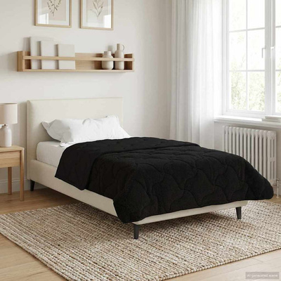 Zimowa Kołdra Czarny 140 x 220 cm Mikrofibra i Fleece Teddy