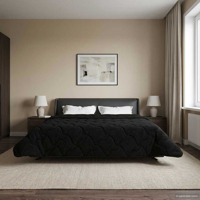 Zimowa Kołdra Czarny 200 x 220 cm Mikrofibra i Fleece Teddy
