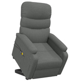 vidaXL Podnoszony fotel masujący, ciemnoszary, tkanina model standard