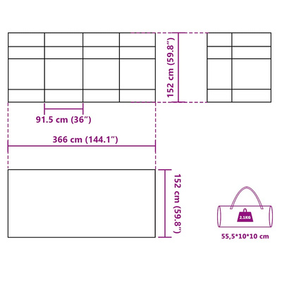 Parawan kempingowy, niebieski, 366x152x152 cm, wodoszczelny