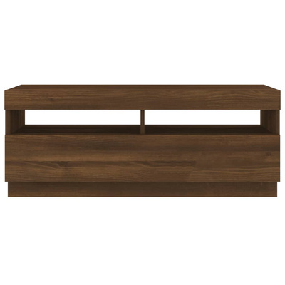 vidaXL Szafka pod TV z oświetleniem LED, brązowy dąb, 100x35x40 cm