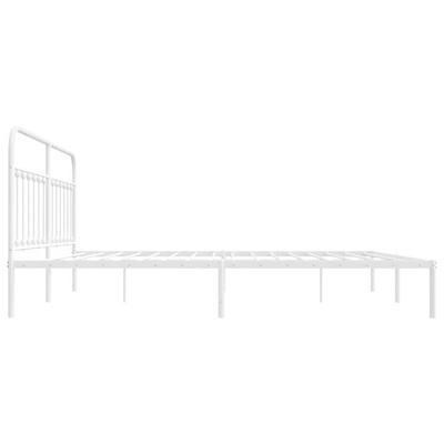 vidaXL Metalowa rama łóżka z wezgłowiem, biała, 200x200 cm