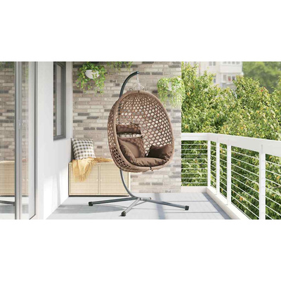 Wiszące krzesło jajo kawowy 104 x 100 x 191 cm polirattan