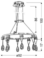 Lampa wisząca LED chrom kryształki Prisma 38-26064