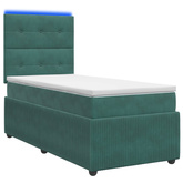 Łóżko z box spring LED z materacem Ciemnozielony 80 x 200 cm