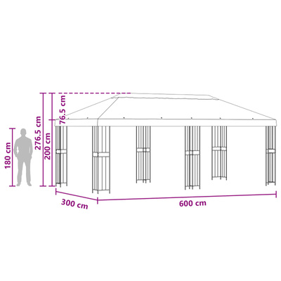 Altana z bokami 6 x 3 m zielony Poliester i Stal 190