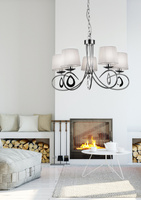 Lampa wisząca chromowa / biały abażur tkany 5x40W Arnika Candellux 35-21687