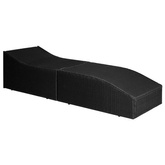 vidaXL Leżak ogrodowy z poduszką, rattan PE, czarny