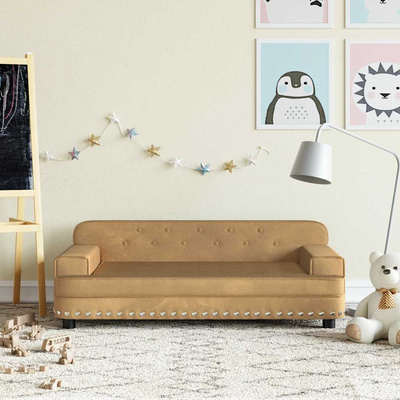 vidaXL Sofa dla dzieci, brązowa, 90x53x30 cm, aksamit