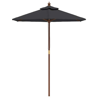 Parasol ogrodowy na drewnianym słupku, czarny, 196x231 cm