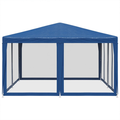 Namiot imprezowy z 8 ścianami z siatki, niebieski, 4x4 m, HDPE