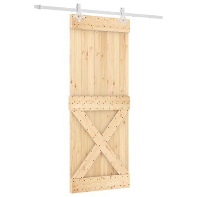 Drzwi przesuwne 80 x 210 cm Lite Drewno Sosnowe (Nieobrobione)