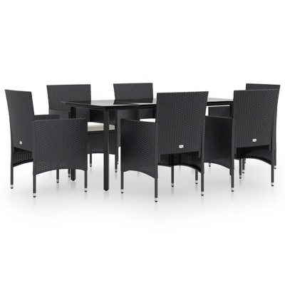 7-częściowy zestaw mebli ogrodowych z poduszkami, czarny
