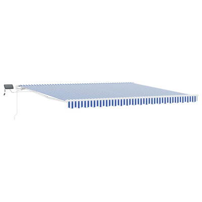 Markiza zwijana Ze LED Lights Niebieski i biały 450 × 300 cm