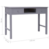 vidaXL Biurko, szare, 110 x 45 x 76 cm, drewniane