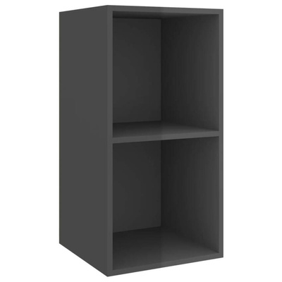 vidaXL Wisząca szafka pod TV, wysoki połysk, szara, 37x37x72 cm