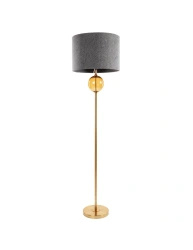Lampa podłogowa LEONA szara E27 100W złota