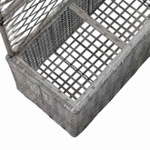 Donica z kratką i 3 wkładami, 83x30x130 cm, polirattan, szara