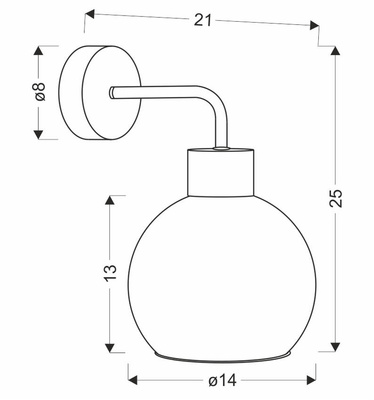 Lampa Kinkiet Czarny 1X40W E27 Klosz Złoty Lady