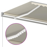 Ręcznie zwijana markiza z LED, 500 x 300 cm, kremowa