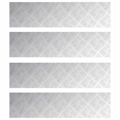 Stopień Prostokątny 4 pcs Srebrny 80 x 20 cm Aluminium