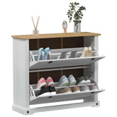 Szafka na buty Corona Biały 99 x 32 x 85 cm Lite drewno sosnowe