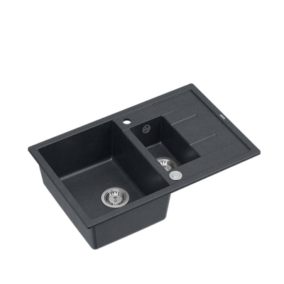 MORGAN 156 GraniteQ zlewozmywak black diamond z syfonem Push To Open okrągły 1,5-komorowy z/o / stal szlachetna