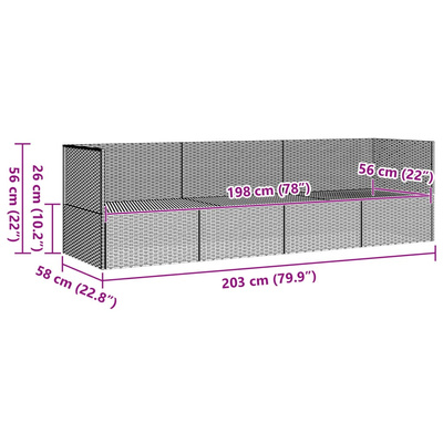 Leżanka ogrodowa z poduszkami, czarna, polirattan