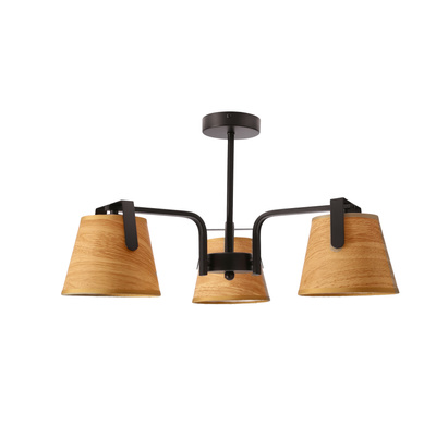 Milbury lampa sufitowa plafon 3x40W E14 czarny metal abażury tkanina żółte nowoczesna oprawa oświetleniowa salon sypialnia przedpokój