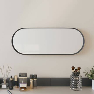 vidaXL Lustro ścienne, czarne, 15x40 cm, owalne