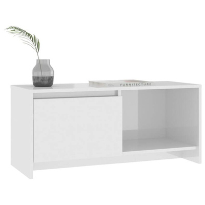 vidaXL Szafka pod TV, wysoki połysk, biała, 90x35x40 cm