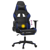 vidaXL Masujący fotel gamingowy z podnóżkiem, czarno-niebieski model standard