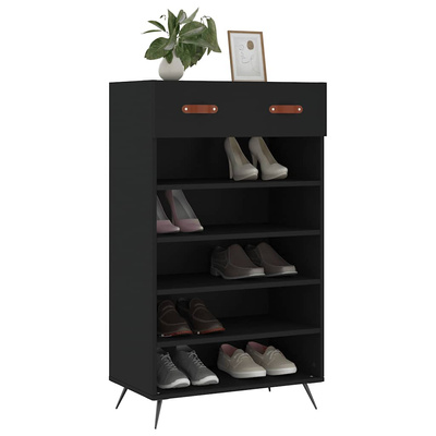 Szafka na buty, czarna, 60x35x105 cm, materiał drewnopochodny