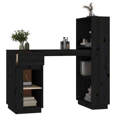 vidaXL Biurko, czarne, 110x53x117 cm, lite drewno sosnowe
