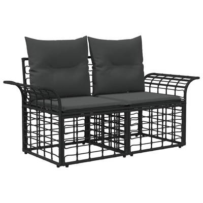 Ogrodowy loveseat 2 szt. 2-Liczba miejsc Czarny i Ciemnoszary