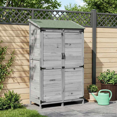 Shed ogrodowy Szary 106,5 x 56 x 176 cm Drewno Świerkowe