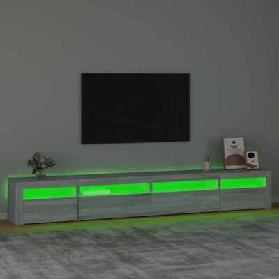 vidaXL Szafka pod TV z oświetleniem LED, szary dąb sonoma, 270x35x40cm