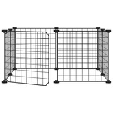 Klatka dla zwierząt z bramką, 8 paneli, czarna, 35x35 cm, stal