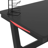 vidaXL Biurko gamingowe z LED, nogi w kształcie Z, czarne, 90x60x75 cm