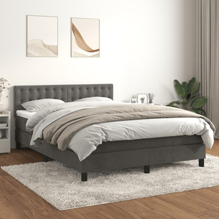 vidaXL Łóżko kontynentalne z materacem, ciemnoszara, aksamit 140x190cm wariant 13