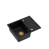 MORGAN 116 GraniteQ zlewozmywak pure carbon z syfonem Push To Open kol. miedziany 1-komorowy z/o + zaczepy 4 szt