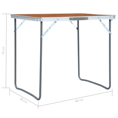 vidaXL Składany stolik turystyczny z metalową ramą, 80x60 cm